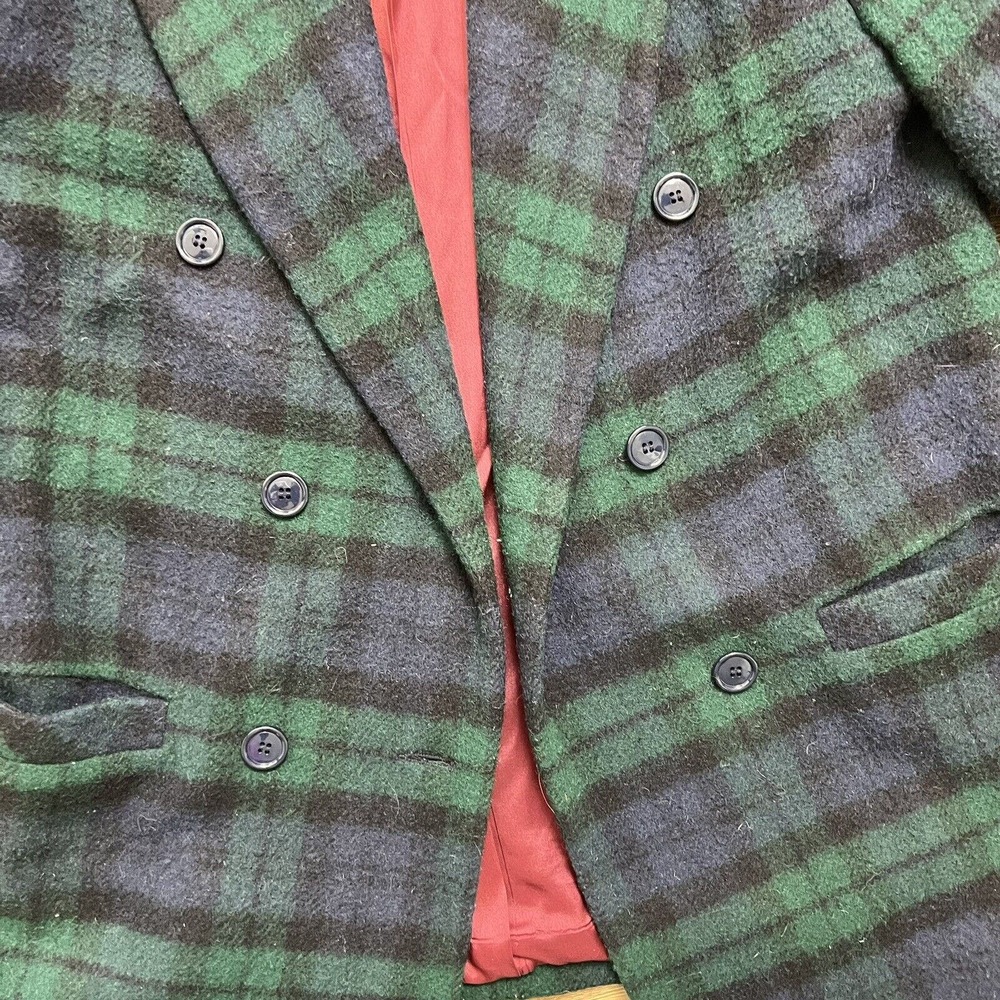 TALBOTS Wool Blend Blazer Women's 14 Plaid Double Breasted Pockets Lined Coat - Picture 6 of 9